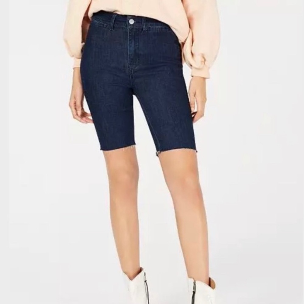Free People So Chic hi rise denim biker shorts